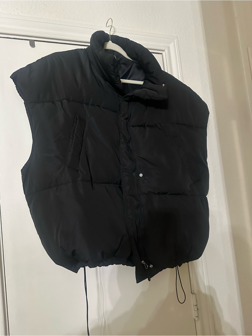 Black over sized boutique Puffer Vest with High Collar